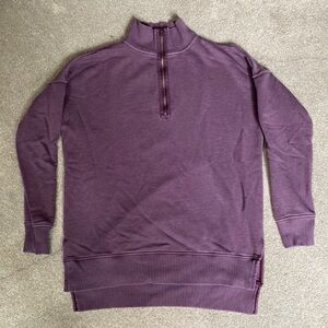 Aerie Purple Vintage Wash Oversized Quarter Zip Sweatshirt Size XS